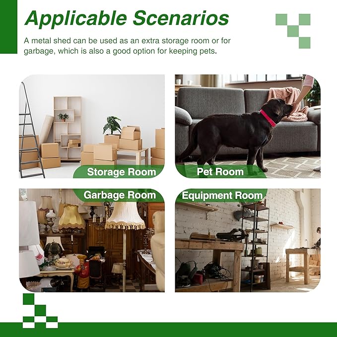 10x12 FT Metal Outdoor Storage Shed & Double Hinged Large Door - Heavy-Duty Shed with Floor, Lockable & Ventilation - Rainproof Windproof Large Utility Garden Shed for Backyard Patio Lawn