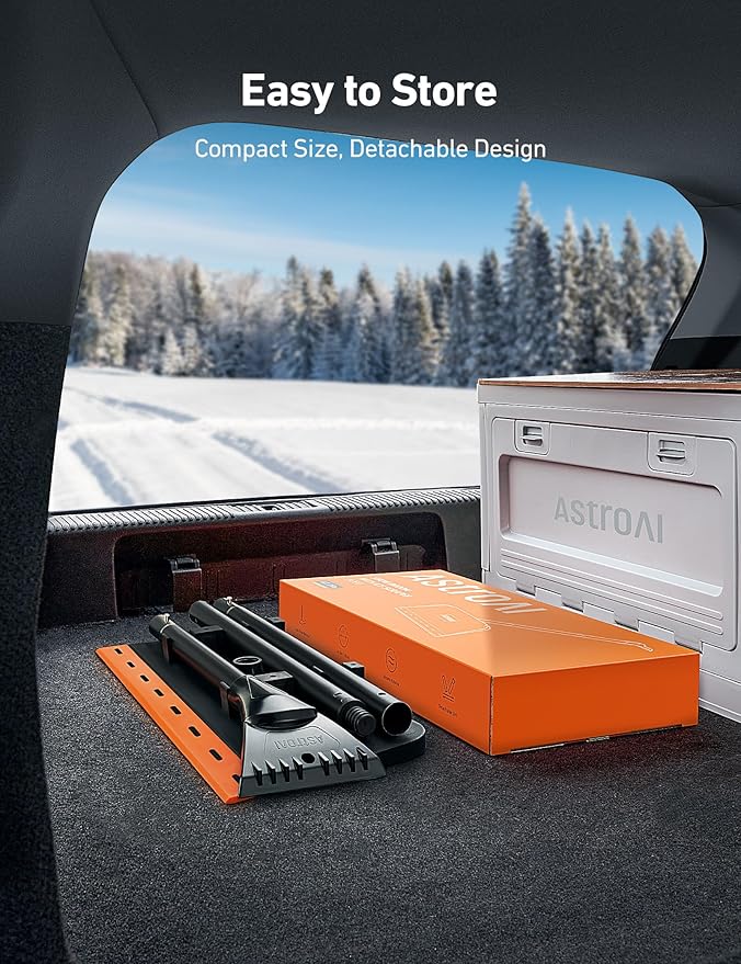 AstroAI 48Inch 2-in-1 Snow Scraper for car Snow Broom and Detachable Ice Scraper with Non-Abrasive Silicone Head for Cars, Trucks, SUVs