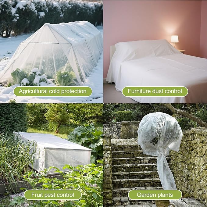Plant Covers Freeze Protection, 10X50FT Reusable Thickened Winter Floating Row Covers, Frost Cloth Blanket Shade Cloth Garden Fabric Plant Cover for Raised Beds Vegetables Insect Winter Frost