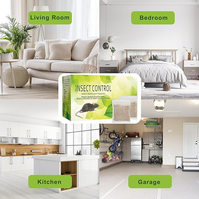 Mouse Repellent Pouches, 12 Pack Rodent Repellent, Natural Peppermint Oil Squirrel, Rat & Mole Deterrent for Indoor/Outdoor Use, Effective for Home, Car, RV, Garage, Garden, Basement