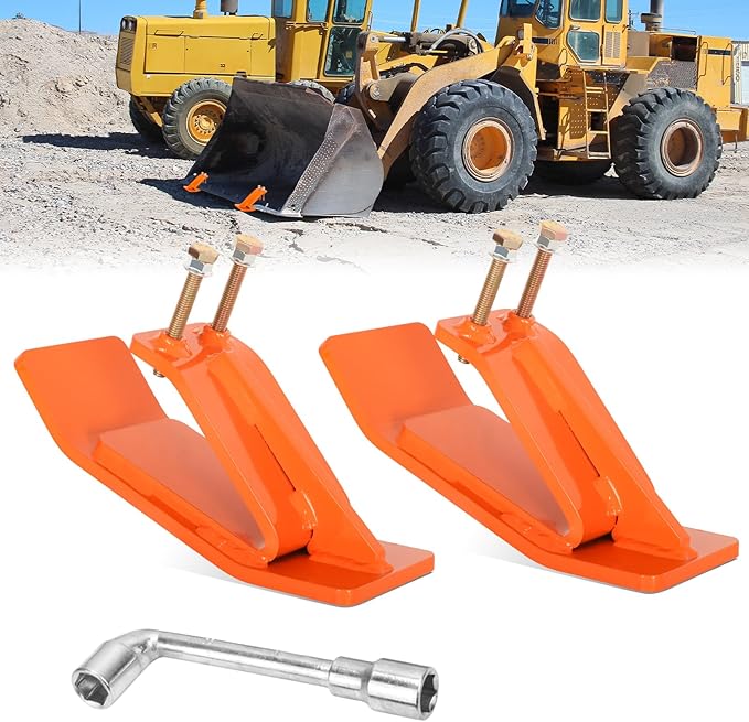 Tractor Bucket Protector, EBESTTECH 2 PCS Bucket Edge Anti-Skid Device Ski Edge Protector Double Hexagon Lock Nuts and Bolts,for Snow Leaves Removal Spreading Gravel,Orange