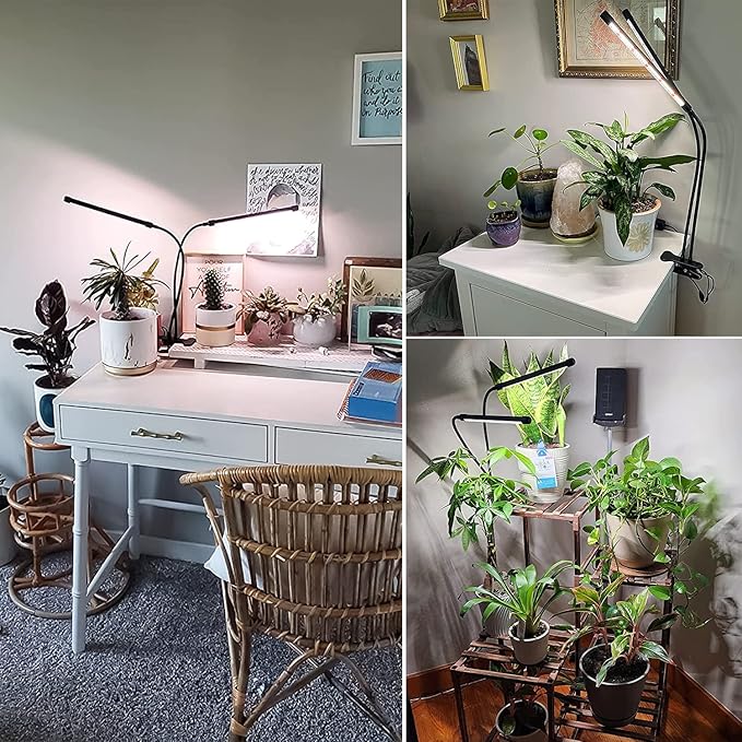 Wolezek Grow Lights for Indoor Plants, 6000K 40 LEDs Full Spectrum Plant Grow Lights Indoor, White Grow Lamp with Clip, Auto ON & Off Timer 6/12/16H, 3 Modes, 5-Level Dimmable Brightness