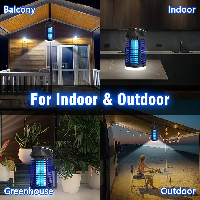 Electric Bug Zapper, Outdoor & Indoor Mosquito Killer with LED Light, Waterproof Fly Trap & Insect Catcher, Plug-in Insect Repellent for Outside, Patio, Garage, Home, and Garden