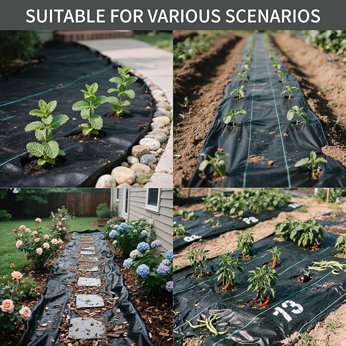 Weed Barrier Landscape Fabric, Durable PE Ground Cover Mat, High Permeability Weed Control Cloth, Gardening Weed Blocker Mat, Driveway Fabric (3x300 FT)