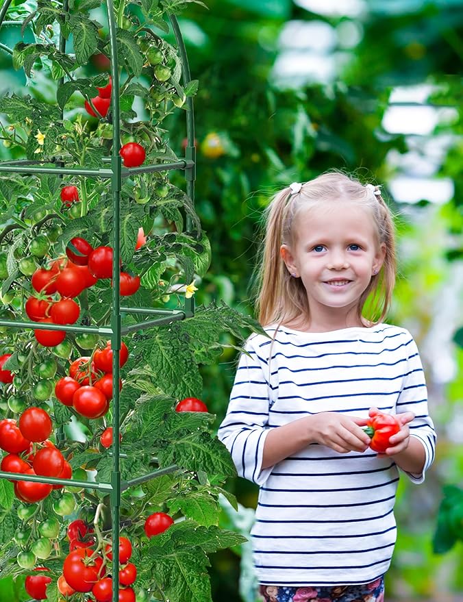 Trellis for Climbing Plants Outdoor, 6FT Garden Obelisk Rustproof PE Coated Metal Potted Plant Climbing Support, Thickened Tube Plant Tower Trellis for Clematis Vine Support Indoor (1 Pack)