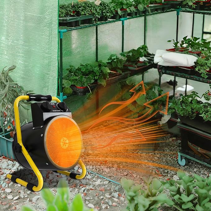 Portable Greenhouse Heater with Digital Thermostat, Overheat Protection, 1500W Radiant Electric Heater for Indoor & Outdoor Use, Garage, Grow Tent, RV, IPX4 Water Resistant, 2 Pieces, Black