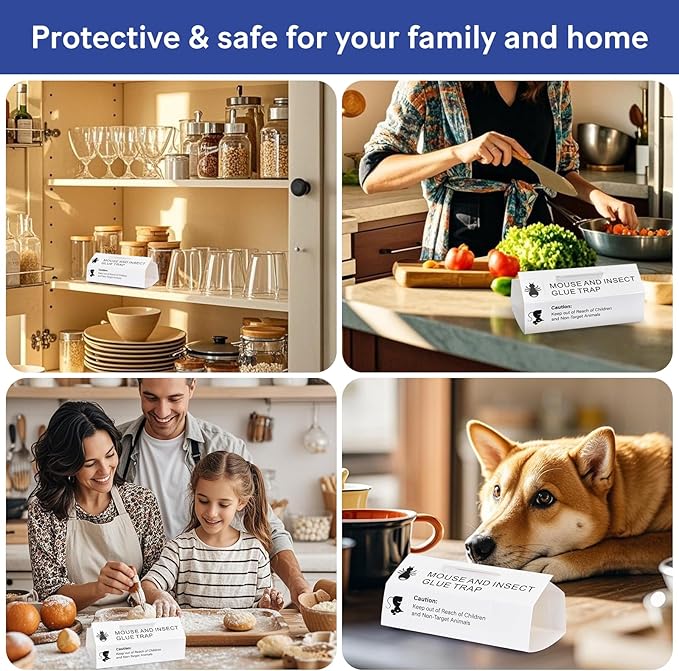 38Pack Mouse & Insect Traps Indoor for Home, Glue Traps for Mice Roach Ant Snake Rats Rodents, Sticky Pest Control Adhesive Tray for Catching Bugs, Sesame Oil Scent Non Toxic Pre-Baited Glue Boards