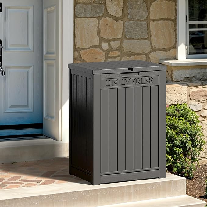 Package Delivery Box for Outside, 48 Gallon Storage with Lockable Secure, Large Resin Outdoor Package Drop Container
