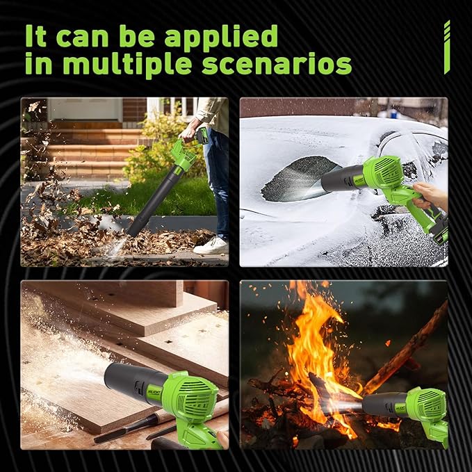 Cordless Leaf Blower with 2 Batteries & Fast Charger 5-Speed Adjustable - Lightweight Handheld Blower for Lawn, Yard, Driveway - 30% Less Fatigue Ergonomic Design (2 * 21V-2.0Ah)