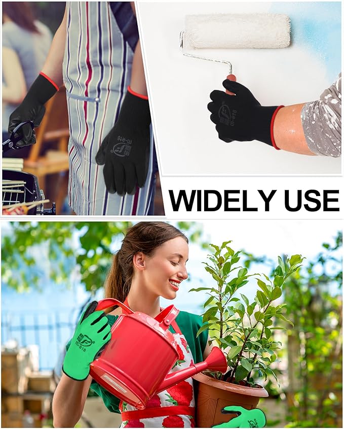 Nuogo 48 Pairs Gardening Gloves for Men Women Rubber Coated Safety Work Gloves Bulk for Gardening Construction Work