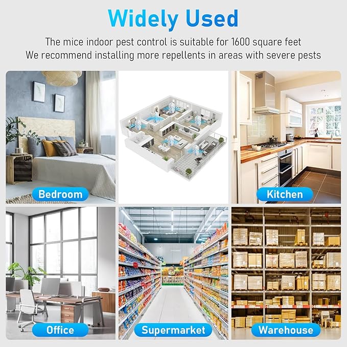 2025 Ultrasonic Repeller for Rodents, Mice, Spiders 6 Pack, Insects - Indoor Electronic Plug-in Repellent, Eco-Friendly Large Area Coverage Up to 1600 Sq Ft for House, Hotel, Warehouse (6 Pack)