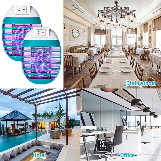 2 Pack Plug in Bug Zapper Indoor Flying Insect Trap, Electronic Mosquito Zappers Gnat Traps with LED Light for Patio, Bedroom, Kitchen, Office