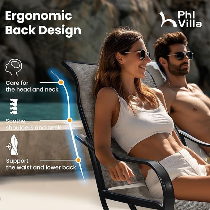 PHI VILLA 5 Piece Outdoor Patio Dining Set, Patio Table & Chair Set Clearance for 4 Person, 4 Swivel Dining Chairs & 1 Square Patio Table(1.57" Hole) for Lawn Garden Poolside