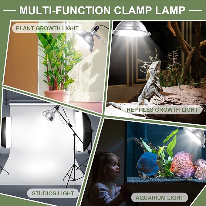 Macarrie 12 Pack Clamp Lamp Light with Aluminum Reflector, 6ft SPT-2 18awg Cord and Adjustable Stand Fixture E26 Socket, up to 150 Watt, No Bulb(5.5 Inch)