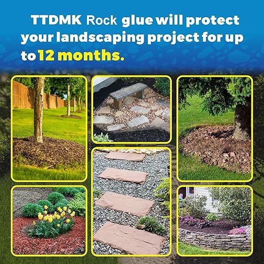 Make 166oz Rock Glue for Landscaping, Concentrated Mulch Glue, Gravel Binder for Pea Gravel, Bark, Waterproof Clear Outdoor Mulch Anchor, Stone Stabilizer for Paths, Patios, Driveways & Garden Border