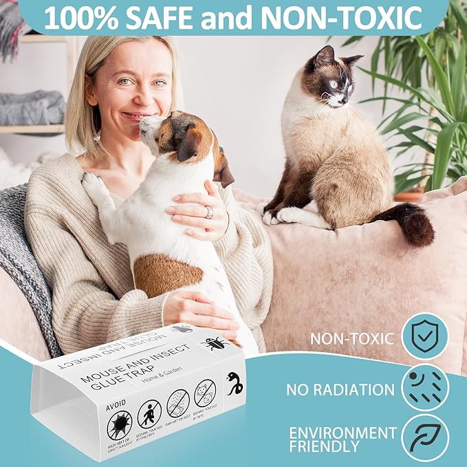 Qualirey Mouse and Insect Glue Boards Pest Glue Traps Bulk Large Mouse Rat Trap Sticky Adhesive for Mice Spider Moth Cockroaches Cricket House Indoor Outdoor Non Toxic(100 Pcs,9.72 x 5.12 Inch)