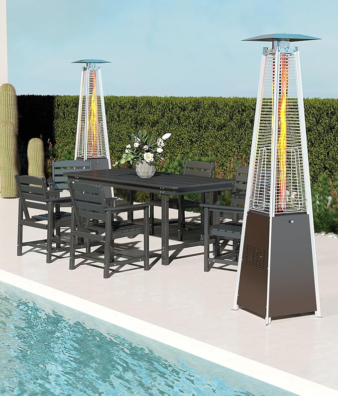 Pyramid Patio Heater,48,000 BTU Outdoor Propane Patio Heater with Detachable Wheels and Protective Cover for Terrace, Garden,Poolside (Hammered Bronze)