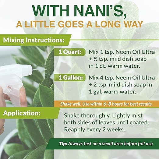 Nani’s Ultra Neem Spray Oil for Plants 8.5 oz – Cold-Pressed Concentrate Blend with 4 Potent Oils – Dilute to Make Organic Neem Oil for Plants - Indoor & Outdoor Use For Healthier Horticultural Growth