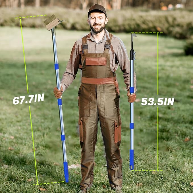 Crack Weeder Tool Set, Manual Stainless Steel Crevice Weeding Tool with Adjustable Handle for Moss & Weed Removal in Driveways, Patios, Pavers, Garden Cracks