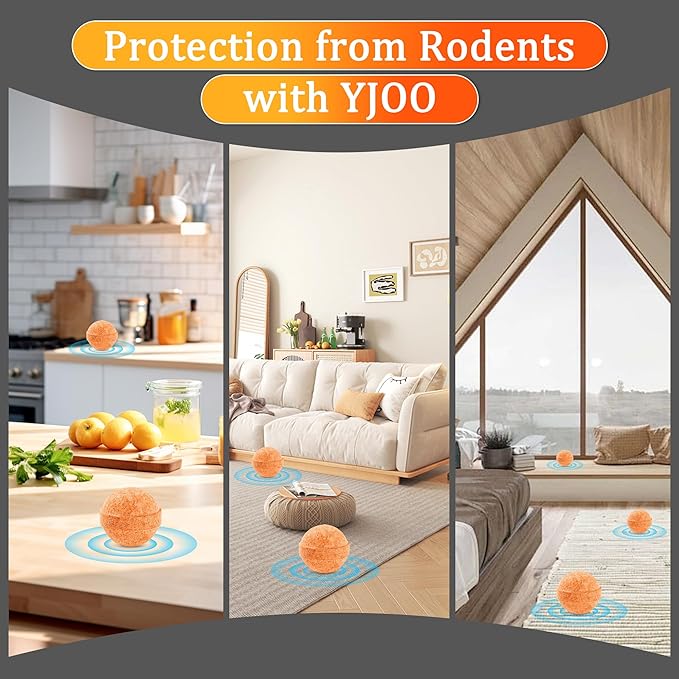 Natural Rodent & Wasp Repellent Balls – 36 Pack, Infused with Peppermint & Citronella Oil – Indoor & Outdoor Use – Long-Lasting Barrier for Home, Garage, RV, Garden