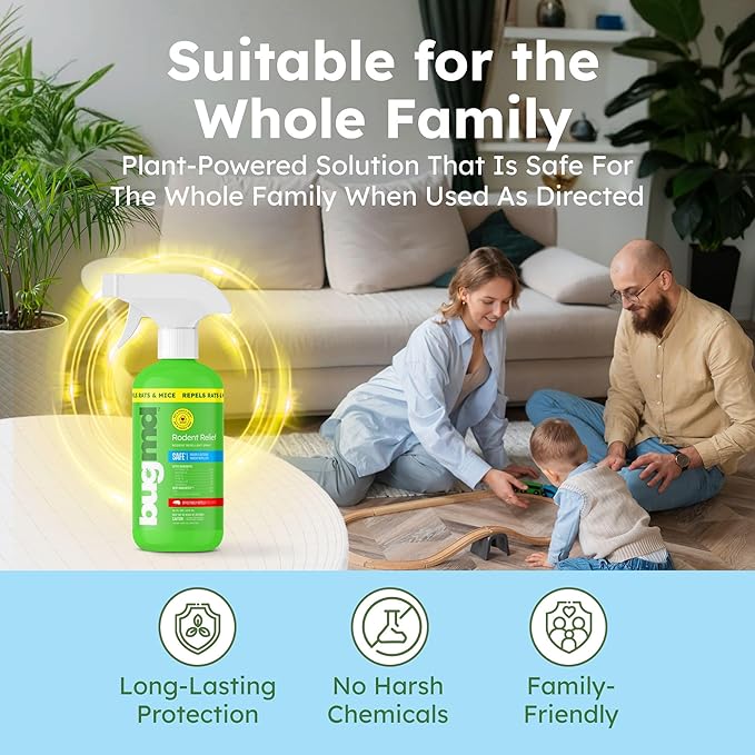 BugMD Peppermint Oil Spray for Rodents (2 Pack- 16oz) Mouse Repellent & Rodent Repellent Spray, Natural Mice Repellent with Cinnamon, Clove, and Rosemary Oils - Safe Indoor & Outdoor Use