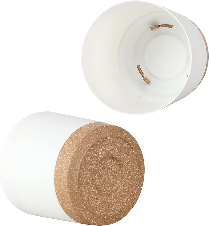 kubvici Indoor Plant Pots Planters 8 inch Plastic Planter with Hole & Saucer Flower Pots Modern Decorative for Outdoor Garden Home (White x 3 Pack)