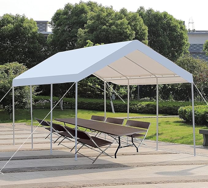 LVUYOYO Carport, 10'x20' Heavy Duty Car Canopy, Outdoor Portable Carport with Removable Sidewalls, All Weather Garage Tent for Car, Truck, Boat, Party