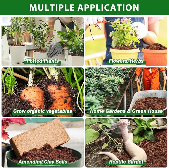 Legigo Pack of 5 Organic Coco Coir Bricks- 100% Natural Compressed Coco Peat Brick Coconut Fiber Substrate with Low EC& pH Balance, Coir Plant Soil Enhance Root Growth for Herbs, Flowers, House Plants