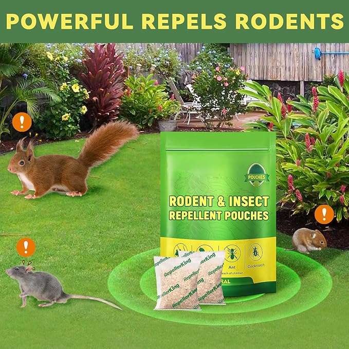 Extra-Strength Mouse and Rat Repellent Pouches, Strong Peppermint Oil Repellent for Mice Indoor/Outdoor, Natural Mouse Deterrent for House, Garden, Car, RV, Basement, Garage, Patio (10 Pack)
