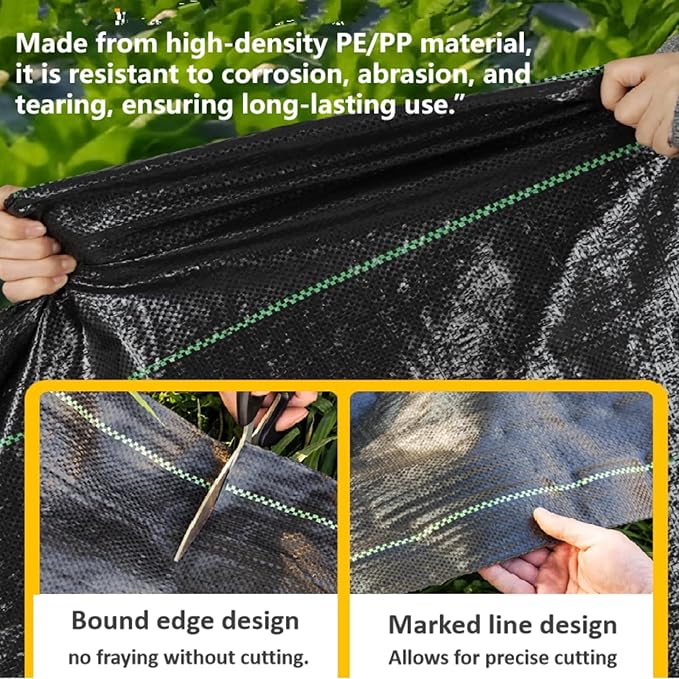 2PCS 3Ftx50Ft Weed Barrier Landscape Fabric, 3.2oz Weed Block Fabric Heavy Duty, Easy Setup Weed Blocker, Weed Control Cloth for Outdoor Gardens Farming Landscaping