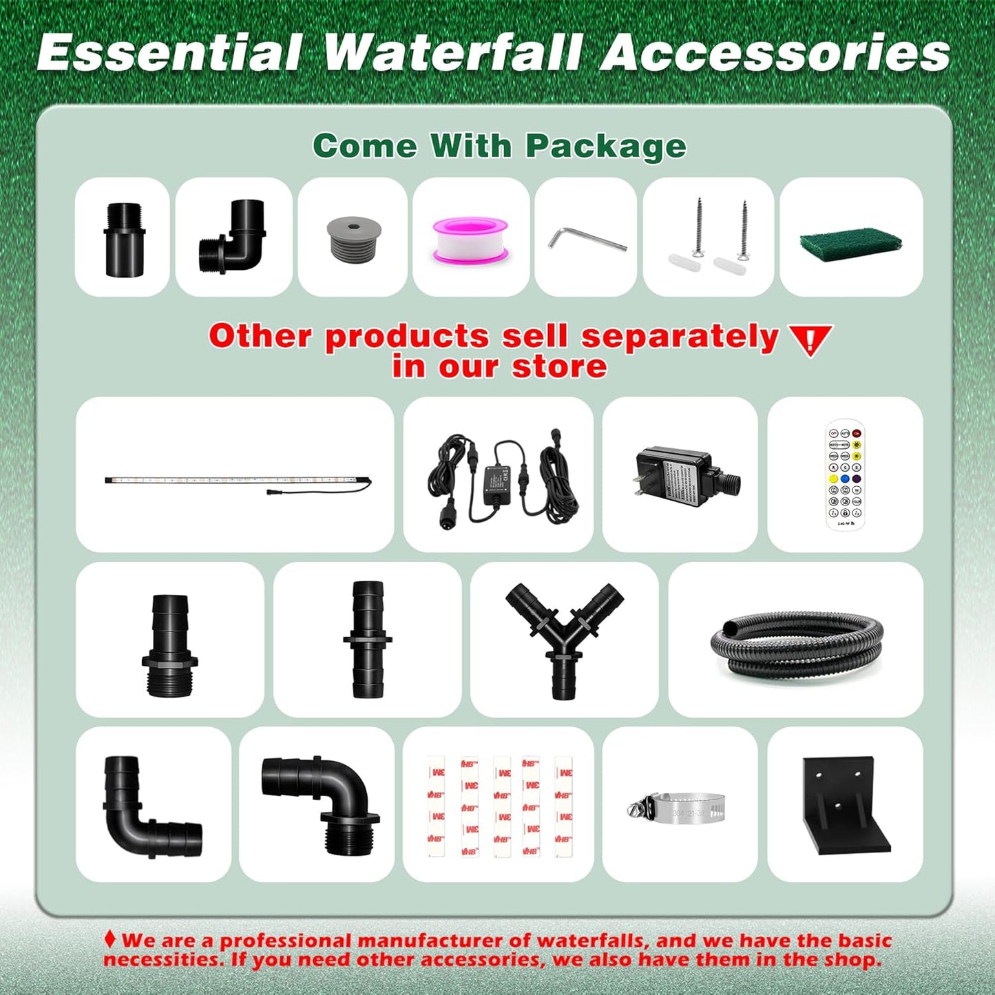 Waterfall Spillway, Stainless Steel Pool Fountain w/Top Open Lip & Pipe Connector Kits for Outdoor/Indoor Decorative, 35.4'' Pool Water Feature for Garden Patio, Backyard Koi Pond Decor