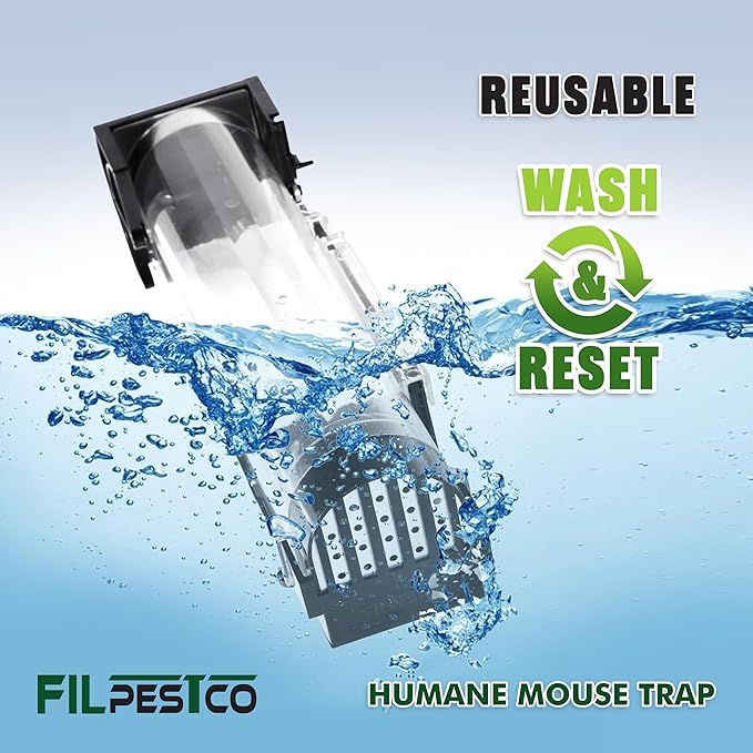Set of 4 Humane, Catch and Release, Reusable, Tunnel Motel Mouse and Rat Trap for Indoor and Outdoor Pest Control Solutions