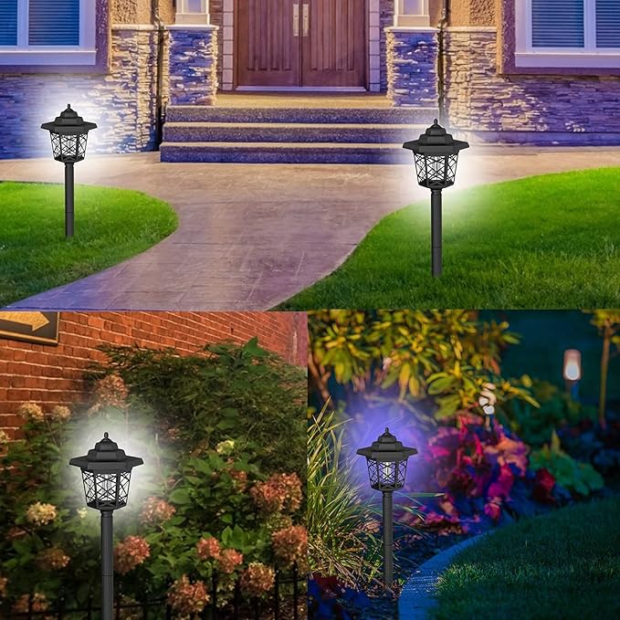 2 Pcs Solar Bug Zappers Outdoor Waterproof LED Solar Mosquito Zappers Solar Powered Mosquito Killer Light Lamp for Indoor and Outdoor Use