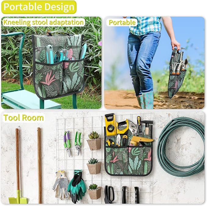 Garden Kneeler and Seat Stool with 2 Large Tool Bags and Soft Kneeling Pad Heavy Duty Garden Foldable Bench for Gardening Lovers (2 Tool Bags)