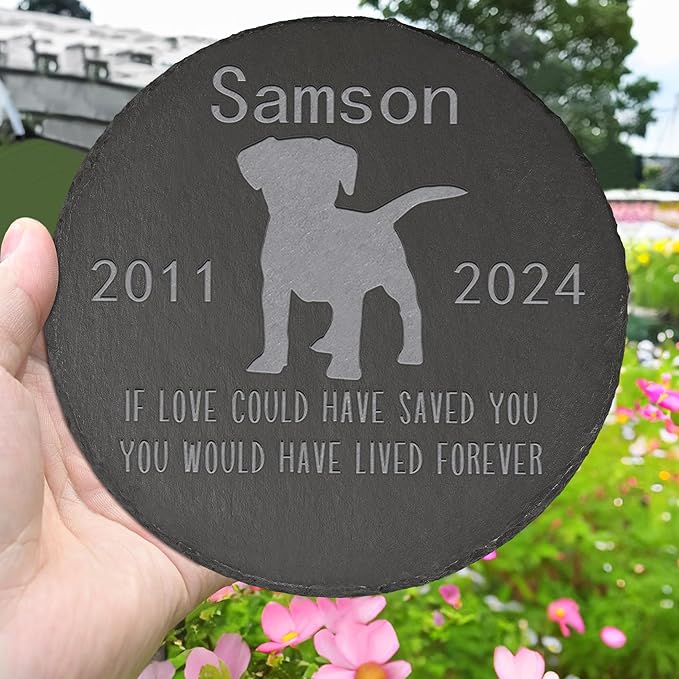 Dog Memorial Stone Dog Garden Statue - Dog Memorial Gifts - Dog Tombstone - Dog Loss Gift - Loss of Pet Dog - Round
