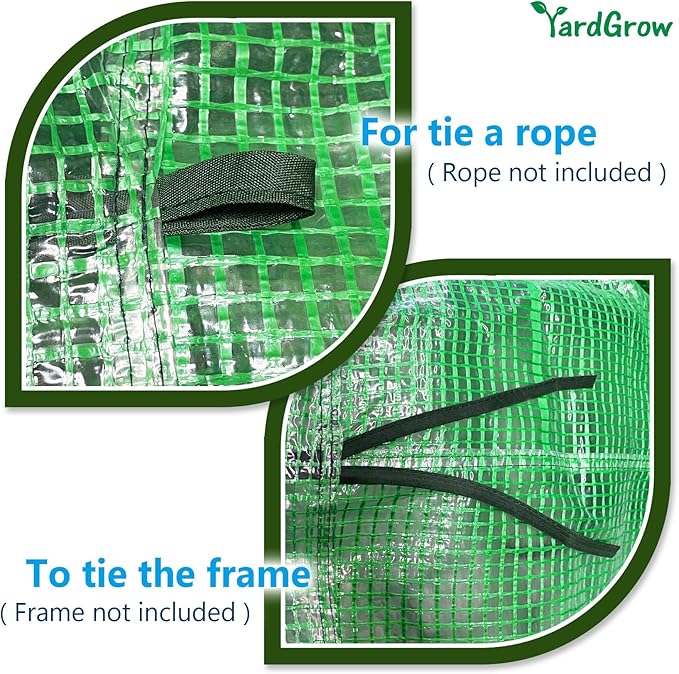 YardGrow Greenhouse Replacement Cover Larger Walk in Outdoor Plant Gardening Greenhouse (Frame Does NOT Included) (Green, 10'x7'x6')