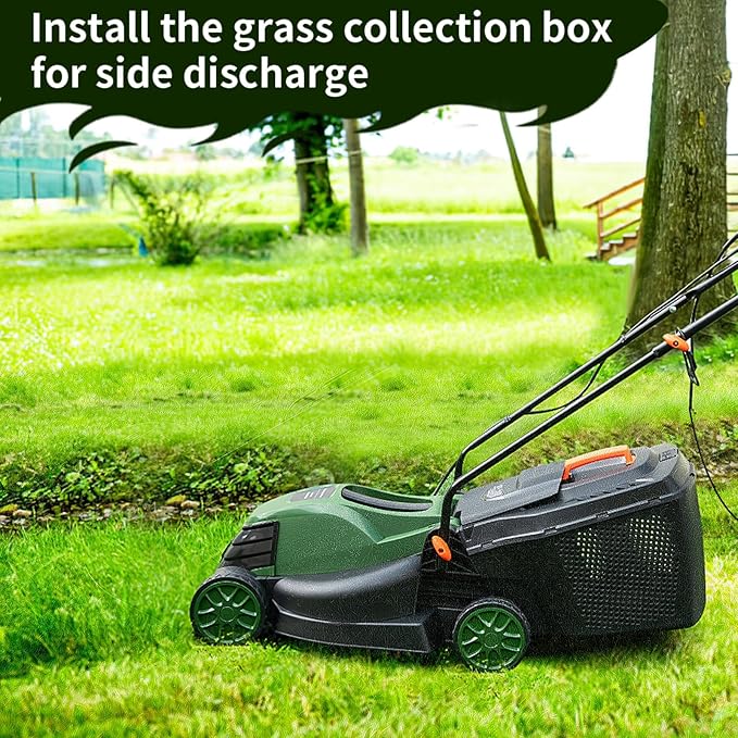 Goplus Lawn Mower, Electric Lawn Mowers with Grass Collection Box, 10 AMP Motor, 13" Cutting Deck, 3 Adjustable Cutting Positions, Walk-Behind Small Corded Lawnmower for Garden Farm Yard