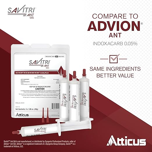 Atticus Savitri Ant Gel Bait (4 x 30 Grams) - Indoor and Outdoor Use - Indoxacarb Ant Killer