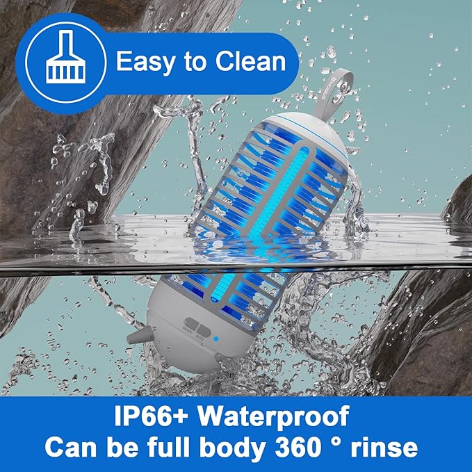 Cordless Bug Zapper Outdoor & Fly Zapper Indoor & Wireless Mosquito Zapper Portable Camping Bug Zapper Fly Trap 2500mAh Bug Zappers Electric Trap Ideal for Fly Traps (White)