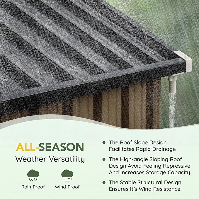 Breezz 8X10FT Outdoor Steel Storage Shed with Clear Window, Lockable Doors, Weather-Resistant Metal Tool Shed for Garden, Backyard, Patio, and Utility Storage.Brown