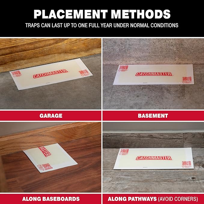 Catchmaster Crawling Insect Trap XL Giant Glue Traps 20-PK, Adhesive Bug Catcher, Spider, Cricket, Ant & Roach Traps for Home, Bulk Insect Glue Boards for House & Garage, Pest Control for Home