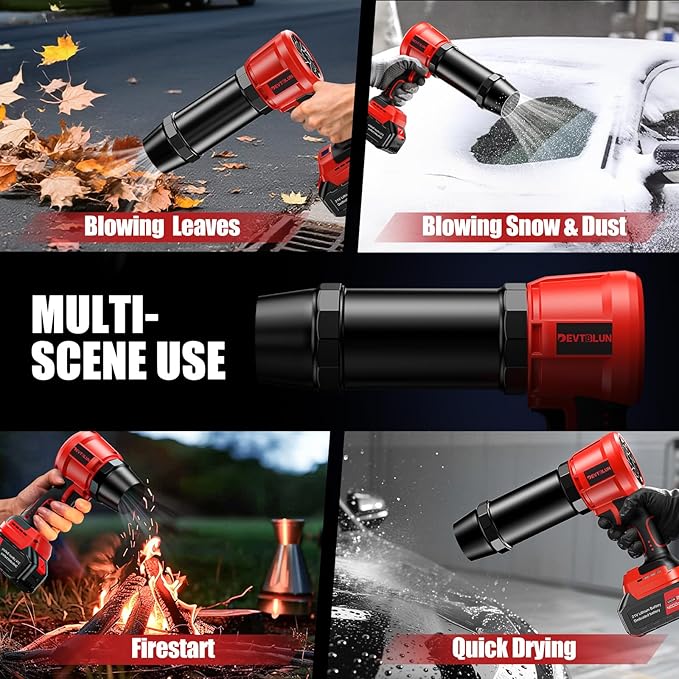 Leaf Blower Cordless with 2x4.0Ah Batteries,600000RPM Turbo Jet Blower, Electric Small Blower with Extended Nozzle,Lightweight Handheld Leaf Blower for Lawn Patio Care, Blowing Leaves, Snow,Dust