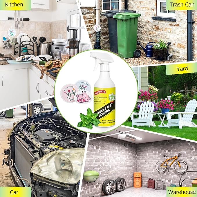 Peppermint Oil Insect & Pest Spray, 16 oz Natural Peppermint Oil Spray for Bugs, Spiders, Mice, Ants, Indoor Bug and Insect Control Spray for Home, Powerful Formula