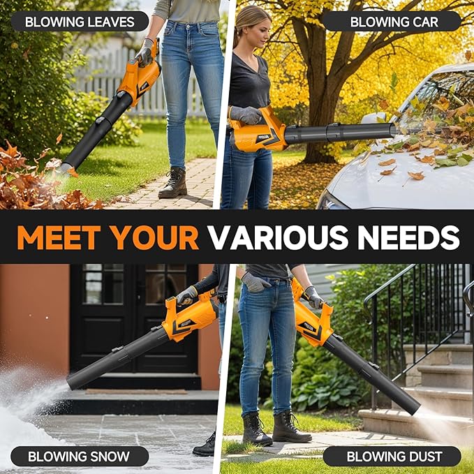 Alloyman 40V Leaf Blower Cordless, 650 CFM Brushless Battery Powered Leaf Blower with 2×2.0Ah Batteries & Charger, 3 Speed + Turbo Mode Electric Blower for Lawn Care, Yard, Garage, Leaves, Dust, Snow