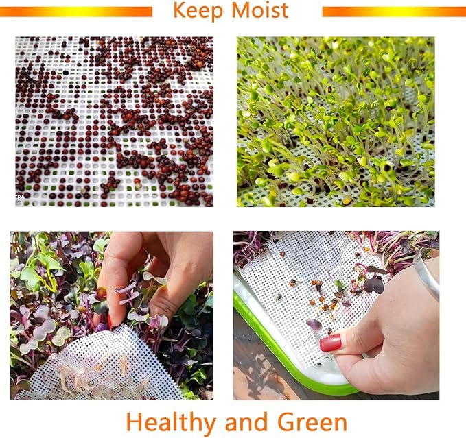 16pcs Germinating Growing Sheets,Hydroponic Growing Silicone Mats. Fit for Plant Germination Tray and Mesh Sprouting Trays,Trays NOT Included (8.26 * 78")