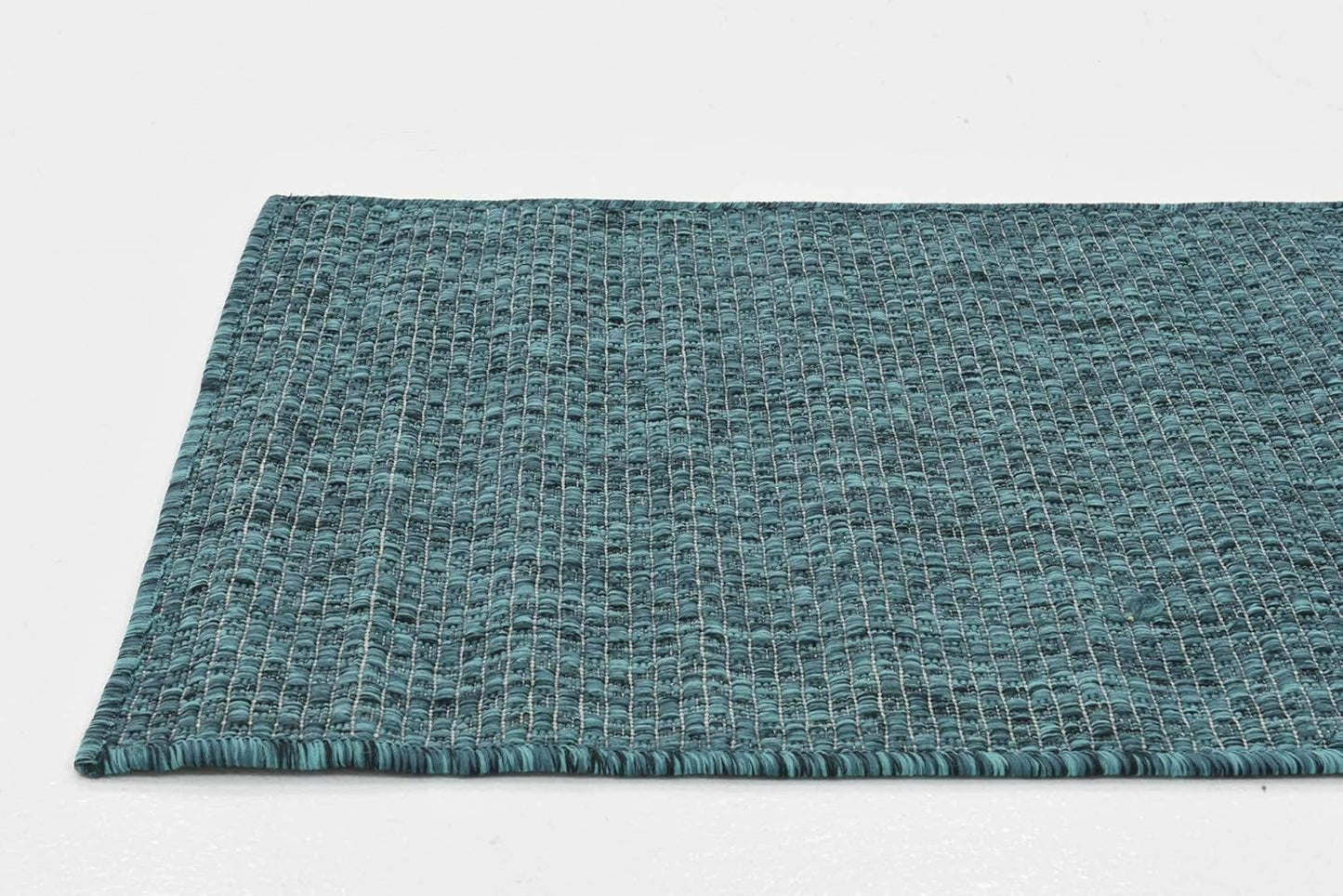 Unique Loom Collection Casual Transitional Solid Heathered Indoor/Outdoor Flatweave Area Rug (2' x 6' 1" Runner, Teal/Navy Blue)
