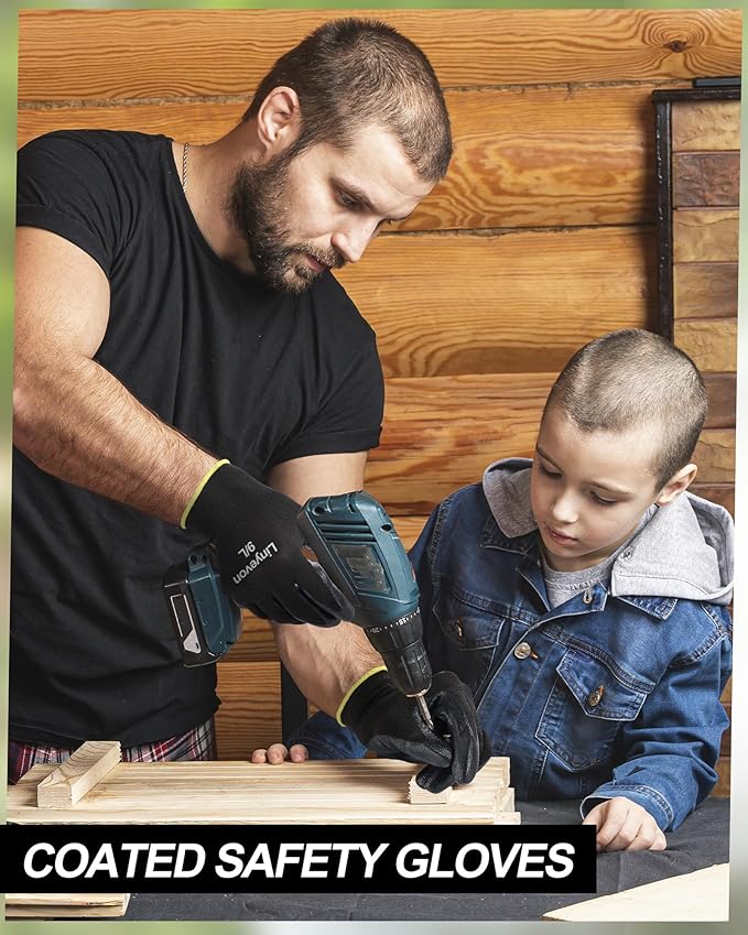 Maxcheck 54 Pairs PU Coated Gloves Bulk, Reusable Rubber Safety Gloves for Men Women Work Warehouse, Mechanic, Woodworking