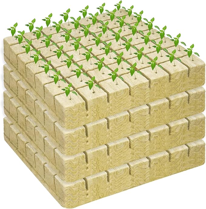 Legigo 1.5 Inch Rockwool Cubes for Hydroponics Seed Starter, Rock Wool Planting Cubes Hydroponic Garden Grow Plugs for Soilless Cultivation Plants Cutting Germination Clone(4 Sheet, 196 Plugs)