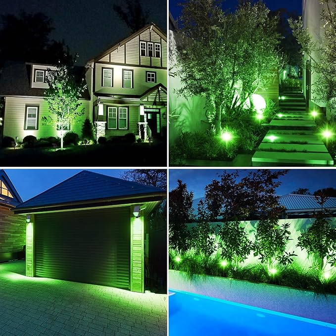 T-SUN Solar Spot Lights Outdoor, LED Green Landscape Lighting, Halloween Lights Outdoor Solar, IP65 Waterproof Spot Light, Auto On/Off for Garden/Yard/Pathway/Patio (6-Pack)