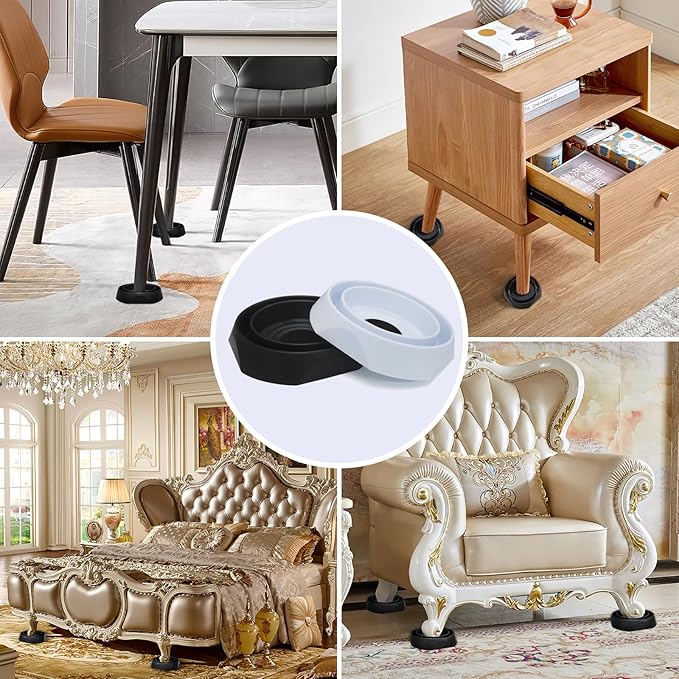 Bed Bug Interceptors | Bed Bug Interceptor Traps | Insect Trap, Monitor, and Detector for Bed Legs with Anti Skid Pads Included (Black - 8 Pcs)